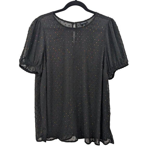 Torrid Sheer Blouse Women Size L Clip Dots Textured Rainbow Office Whimsigothic - Picture 1 of 9